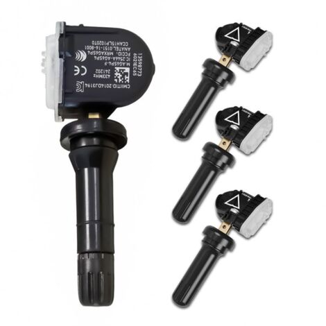 Sensor de presión de neumáticos de 433 MHz compatible con modelos Chevrolet, color negro (paquete de 4) (1/5)