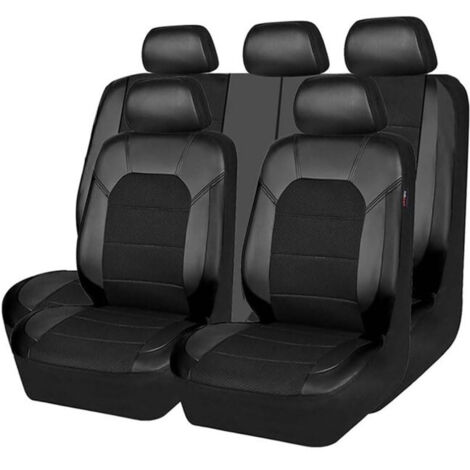 Juego completo de 9 fundas para asientos de coche, accesorios para asientos delanteros y traseros, color negro.