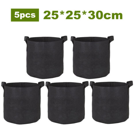 Bolsa de cultivo para patatas, maceta de tela no tejida transpirable, para hortalizas como tomates, zanahorias y cebollas, color negro, 25x25x30cm