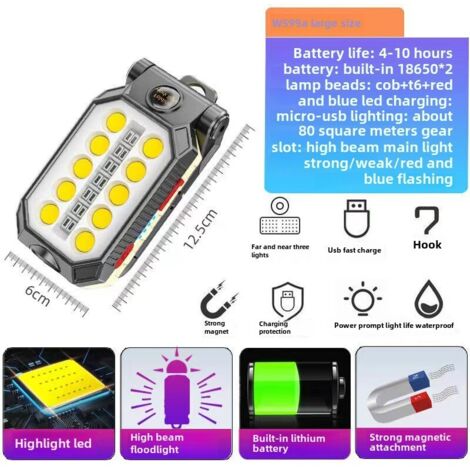 Linterna de trabajo COB transfronteriza, recargable por USB, plegable, para acampar al aire libre, con imán para mantenimiento y multifunción (W599A) (1/5)