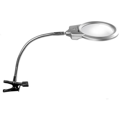 Lupa de escritorio profesional flexible, lámpara de cuello de cisne con iluminación LED brillante y clip.
