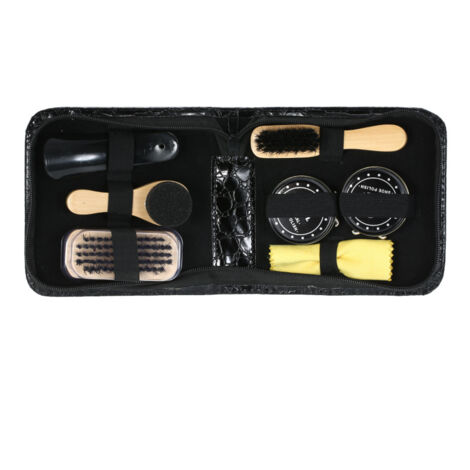 Kit de betún para calzado de 8 piezas que incluye cepillos negros y neutros para botas, zapatos y zapatillas deportivas (estilo 2). (1/5)