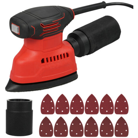 Lijadora de detalle de 130 W y 1,1 A, potente motor de 12.000 RPM, lijadora eléctrica con 12 hojas de papel de lija, bolsa, mango ergonómico, lijadora manual compacta para carpintería.