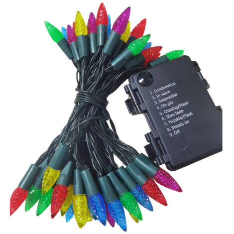 Guirnalda de luces navideñas a pilas, 50 LED, 5 m (16,4 pies), color fresa, bombillas C6, para uso interior y exterior - Decoración para coronas, guirnaldas, fiestas, árboles de Navidad y otros adorno (1/5)