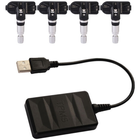 Sistema de monitoreo de presión de neumáticos TPMS USB para navegación Android, sistema de alarma de monitoreo de presión de neumáticos/transmisión digital inalámbrica, herramienta de sensor TPMS con (1/5)