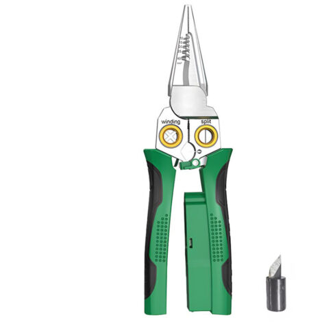 Pelacables de acero inoxidable 8 en 1, herramienta multifuncional antideslizante para pelar cables con pelacables para pruebas eléctricas, herramienta de crimpado eléctrico ultra fácil de usar. (1/5)