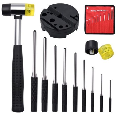Kit de herramientas de desmontaje de 13 piezas: 9 punzones, martillo + 2 cabezas, banco de trabajo. Para armeros, joyeros, relojeros y aficionados al bricolaje. (1/5)
