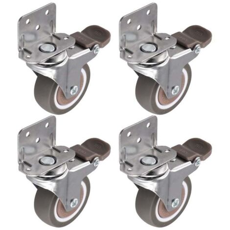 Ruedas laterales de 5 cm (2 pulgadas) para muebles, ruedas de goma en forma de L, giro de 360° con bloqueo, juego de 4 (1/5)