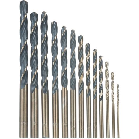 Juego de 13 brocas helicoidales de acero de alta velocidad (HSS) para metales duros y acero inoxidable, con estuche de almacenamiento. (1/5)