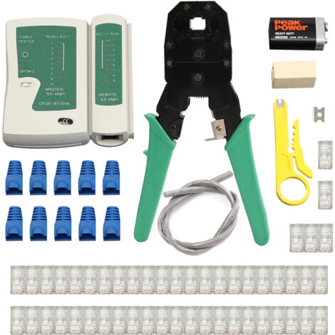Kit de LAN Ethernet, herramienta de crimpado de alta calidad, herramienta de crimpado, pelacables, comprobador de cables RJ45