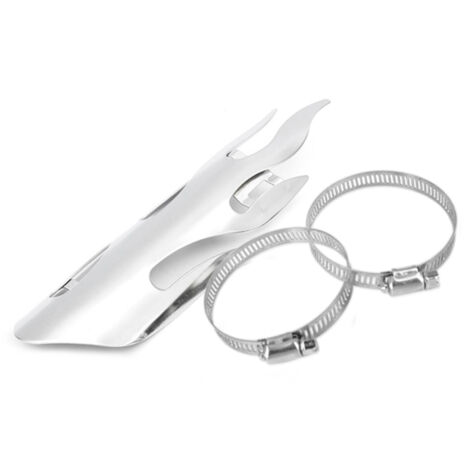 Protector térmico de escape con diseño de llama para motocicletas todoterreno y de cross-country, con abrazaderas de 2 a 7 cm de diámetro. (1/5)