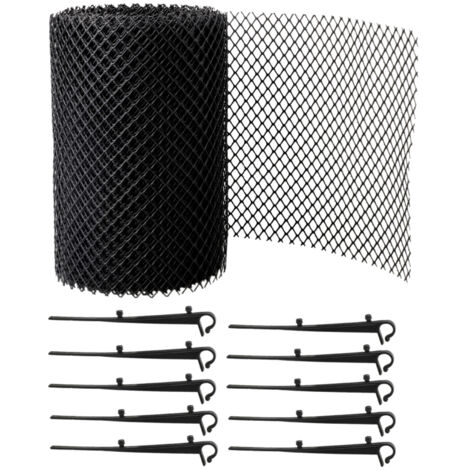 Malla de protección para canalones, rollo de 15 cm x 6 m con 10 ganchos de fijación y cortador de alambre.