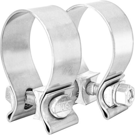 Abrazadera de escape, abrazadera de silenciador de acero inoxidable de banda estrecha, 2 piezas (2,0 pulgadas) (1/5)
