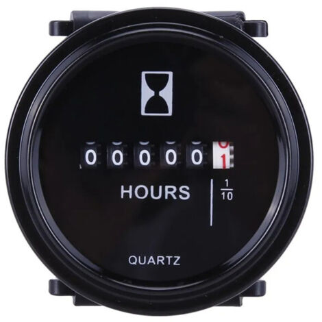 Contador horario cuarzo 6-80V CC redondo instalación presión – Para tractor, générateur, ATV, moto neige (1/5)