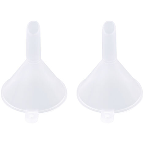 Juego de 2 mini embudos de plástico para transferir líquidos (31 mm de diámetro), aptos para ácidos y bases, para llenar frascos de perfume y aceites esenciales. (1/5)
