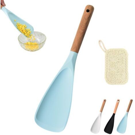 Cuchara de arroz de silicona antiadherente azul sencilla con forma de pico de pato (azul) (1/5)