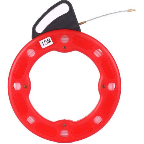 Pasacables de fibra de vidrio de 15 m con funda protectora para cables eléctricos o de comunicación. Ideal para paneles de yeso, techos, cableado bajo alfombras, conductos y tuberías. (1/5)