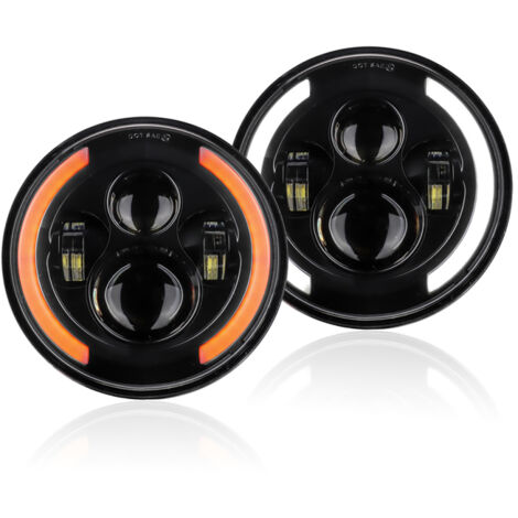 Faro LED redondo de 7 pulgadas para coche/moto, 12V/24V, compatible con Jeep Wrangler, intermitente retro.