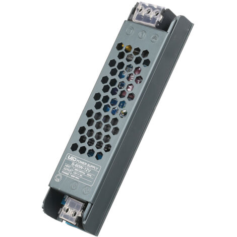 Adaptador de corriente ultradelgado para tiras LED, transformador de CA 190V-240V a CC 12V 5A 60W, convertidor de potencia conmutada para uso en interiores.