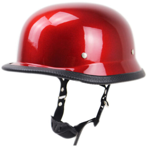 Casco de moto alemán rojo tipo jet chopper cruiser – Estilo vintage, tallas M/L/XL, homologado