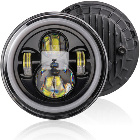 Faro LED redondo de 7 pulgadas para coche/moto, 12V/24V, compatible con Jeep Wrangler, intermitente retro.
