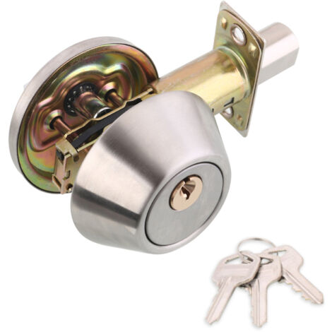 Juego de cerradura para pomo de puerta con 3 llaves, manija de privacidad para dormitorio y baño, cerradura de acero inoxidable pulido, juego de pomo de puerta interior con cerradura. (1/5)