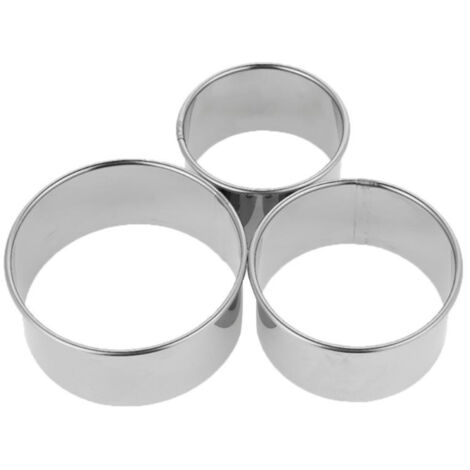 Juego de 3 cortadores de galletas, empanadillas y pasteles circulares de acero inoxidable. (1/5)