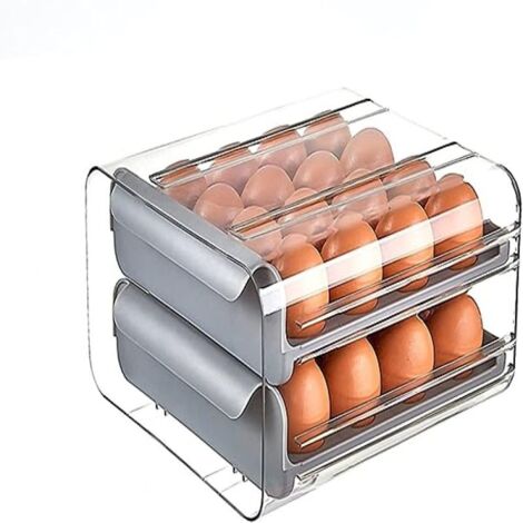 Caja de almacenamiento adawd con 32 hueveras de plástico, para mantener los huevos frescos, contenedor de huevos, a prueba de caídas, para refrigerador de cocina, gris oscuro, 23,5 x 21,5 x 13,5 cm (1/5)