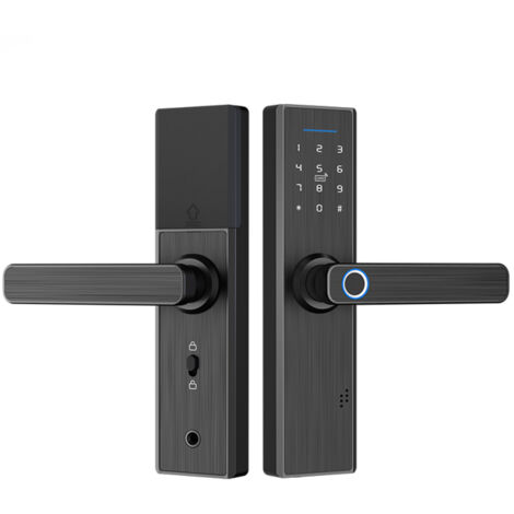 Cerradura inteligente de puerta con huella dactilar WiFi Tuya, cerradura con tarjeta IC, cerradura digital sin llave, doble pestillo, compatible con aplicación para el hogar, la oficina, el hotel y el