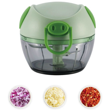Procesador de alimentos manual, picador de verduras, picador de ajo y cebolla portátil con cuerda para verduras, jengibre, frutas, frutos secos, hierbas, etc. (1/5)