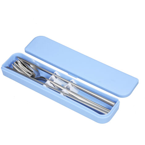 Juego de cubiertos portátiles de acero inoxidable 304, reutilizables, para viajes, con estuche, palillos y cuchara, ideales para la escuela, la oficina y el campamento. (1/5)