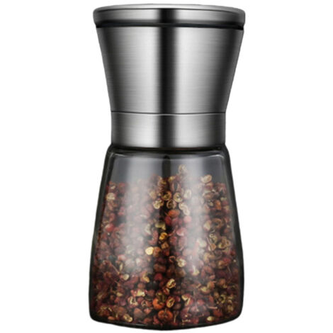 Nuevo molinillo de pimienta manual de acero inoxidable 304, molinillo de vidrio, molinillo de pimienta negra en polvo, flor, pretzels, botella aromatizante para café, mediano, ordinario (acero inoxida (1/5)