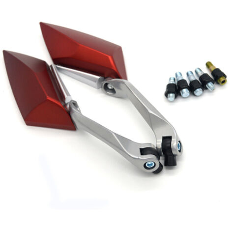 Espejos retrovisores universales para motocicletas y scooters, de 8 mm y 10 mm (rojos) (1/5)