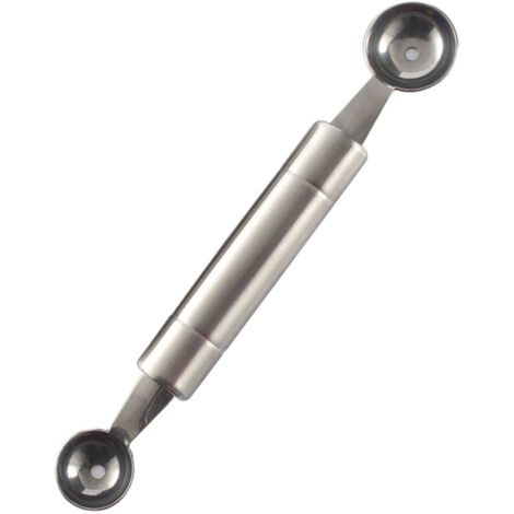 Cuchara de acero inoxidable para melón, cuchillo para tallar fruta, cuchara para helado, cuchara para sorbete y postre con doble función, cuchara de cocina para decorar y proyectos de bricolaje. (1/5)