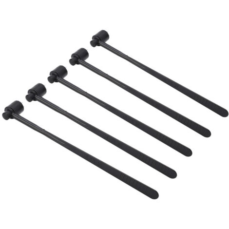 Martillo dérmico Plum Blossom (paquete de 5) con un solo extremo, mango de ABS negro y acero inoxidable, para uso industrial. (1/5)