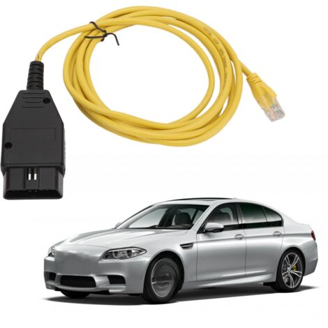 Cable de codificación OBD2 amarillo ENET con CD de repuesto para BMW Serie 3, Serie 5, Serie 7, GT y X3. (1/5)