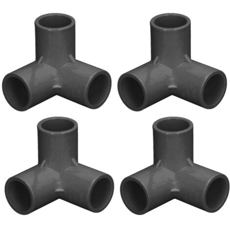 Paquete de 10 conectores en T de PVC en ángulo recto, 20 mm de diámetro interior, color negro. (1/5)