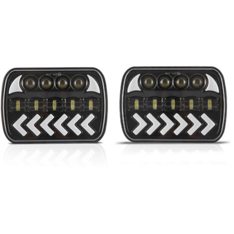 Juego de 2 faros LED de 7 pulgadas para Jeep Wrangler, con luces altas/bajas blancas, luces de circulación diurna (DRL) e intermitentes secuenciales ámbar dinámicos. (1/5)