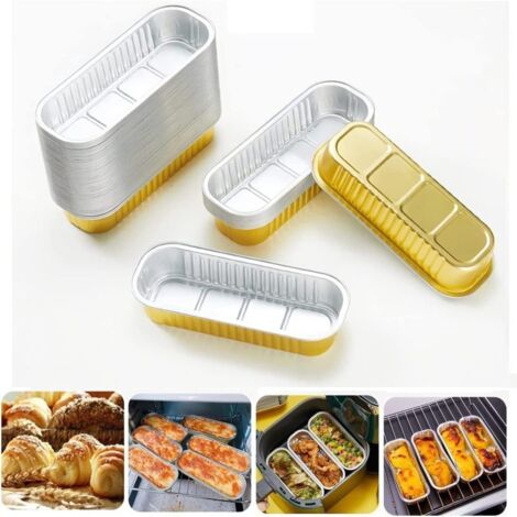 Paquete de 30 recipientes de aluminio color oro, 200 ml – Resistentes al calor, para cocinar y para llevar comida. (1/5)
