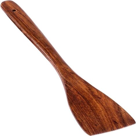 Juego de 7 utensilios de cocina de teca de Tailandia: espátula, cuchara, cucharón y espátula antiadherente. (1/5)