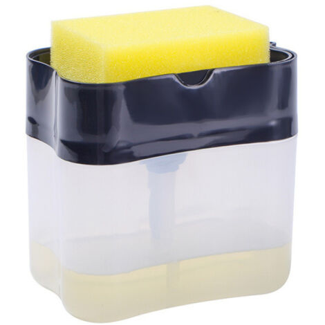 Dispensador de lavavajillas líquido negro con soporte para esponja: ahorra espacio y facilita la dosificación. (1/5)