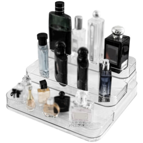 Expositor de perfumes de acrílico transparente de 3 niveles, organizador de cosméticos, expositor de esmaltes de uñas para productos de cuidado de la piel y tocador. (1/5)