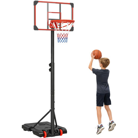 Aro de baloncesto de altura regulable (178-208 cm) con ruedas y base rellenable para adolescentes y adultos, rojo y negro. (1/5)