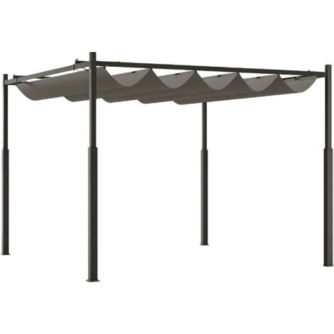 Pérgola independiente para patio de aproximadamente 3x3 m con techo corredizo, base magnética y postes de 8 cm resistentes a los rayos UV. (1/5)