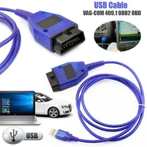 Cable de interfaz USB para escáner de diagnóstico automotriz Vag-Com KKL Vag-Com 409.1 OBD2 II, cable auxiliar (1/5)