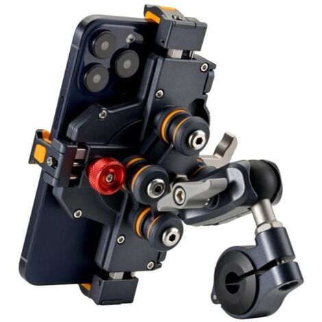 Soporte de aluminio para teléfono móvil para motocicleta con amortiguador, modelo antirrobo M1 para vehículos todo terreno, compatible con motocicletas, quads, bicicletas, SSV, scooters y otros vehícu (1/5)