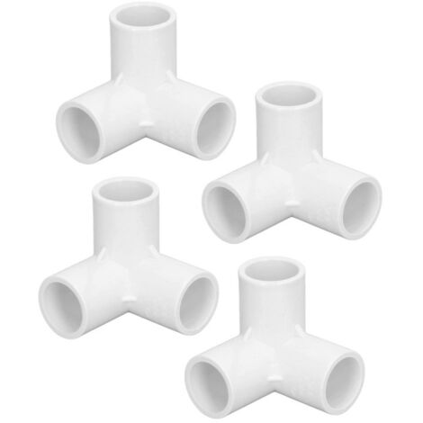 Paquete de 10 conectores en T de PVC en ángulo recto, 20 mm de diámetro interior, color blanco. (1/5)