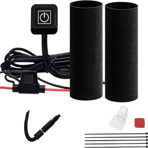 Puños calefactables de 12 V para motocicleta, puños universales para manillar, 3 niveles de temperatura, resistentes al agua con certificación IP67, con interruptor y fusible. (1/5)