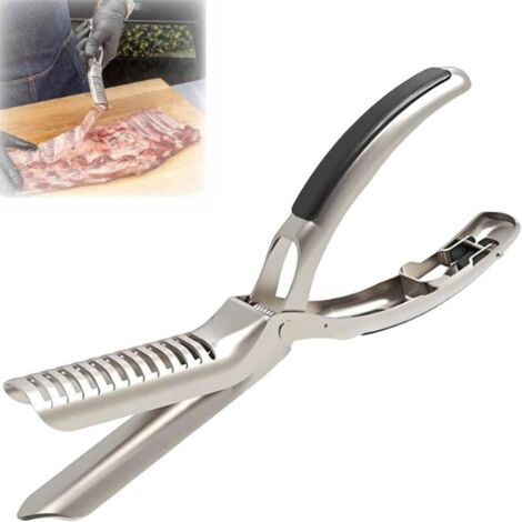 Herramienta para quitar la piel de las costillas, acero inoxidable de grado alimenticio, ergonómica, apta para lavavajillas, barbacoa, preparación de carne de cerdo y res. (1/5)