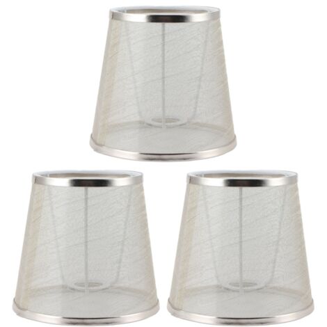 Juego de 3 pantallas de lámpara de tela Meson E14, estilo europeo moderno, color dorado, para candelabro.